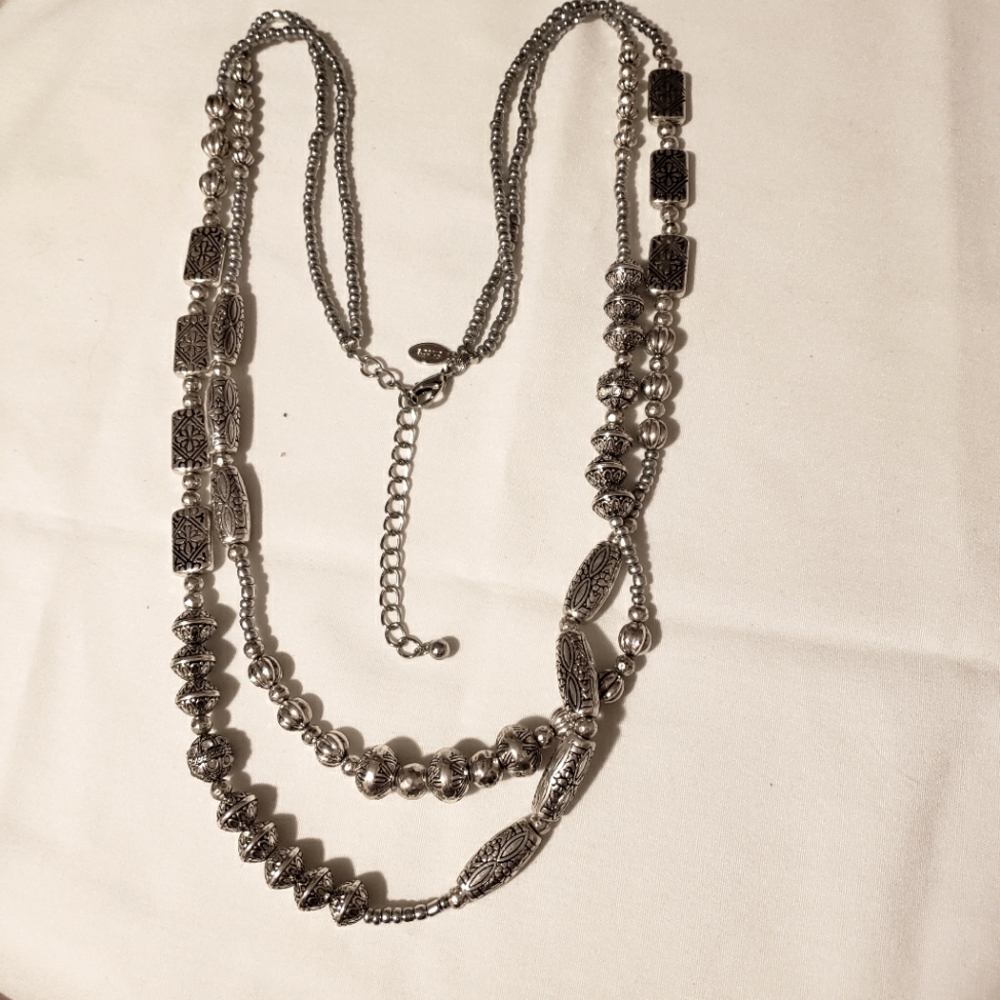 Chico's silver necklace Double strand.